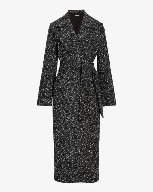 Speckled Tweed Belted Trench Coat